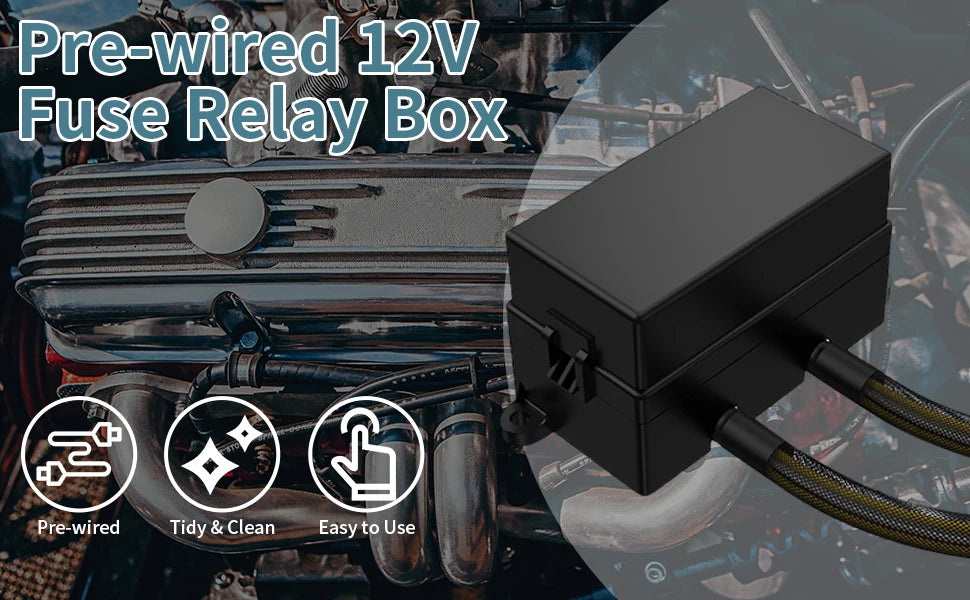 DaierTek 12V Fuse Relay Box Pre-Wired Fuse and Relay Box with 4 Relay 12 Way ATC/ATO Fuses Sealed 12V Relay Fuse Box for Car