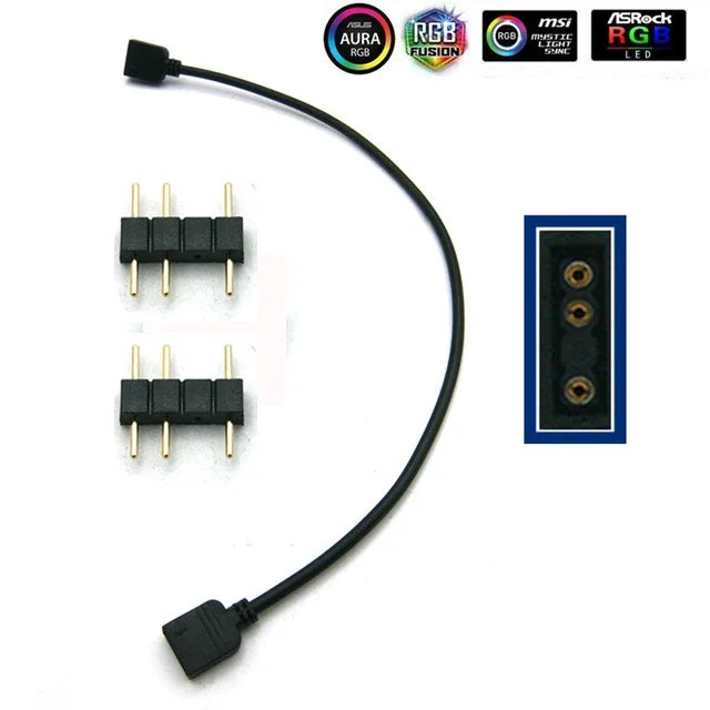 5-24V 3 Pin RGB Connector 1 To 1 2 3 4 5 3pin Wire Splitter Extension Cable for Computer Fan Motherboard AURA RGB LED Tape Light