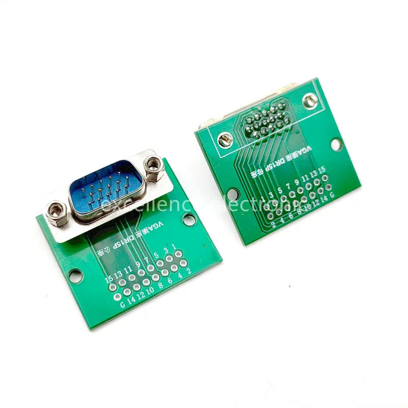 1/2/5pcs Vertical VGA D-sub DR15 Test Board with Screws, DIP 2.54mm Pitch Pin Header PCB Adapter Module, Male/Female Socket