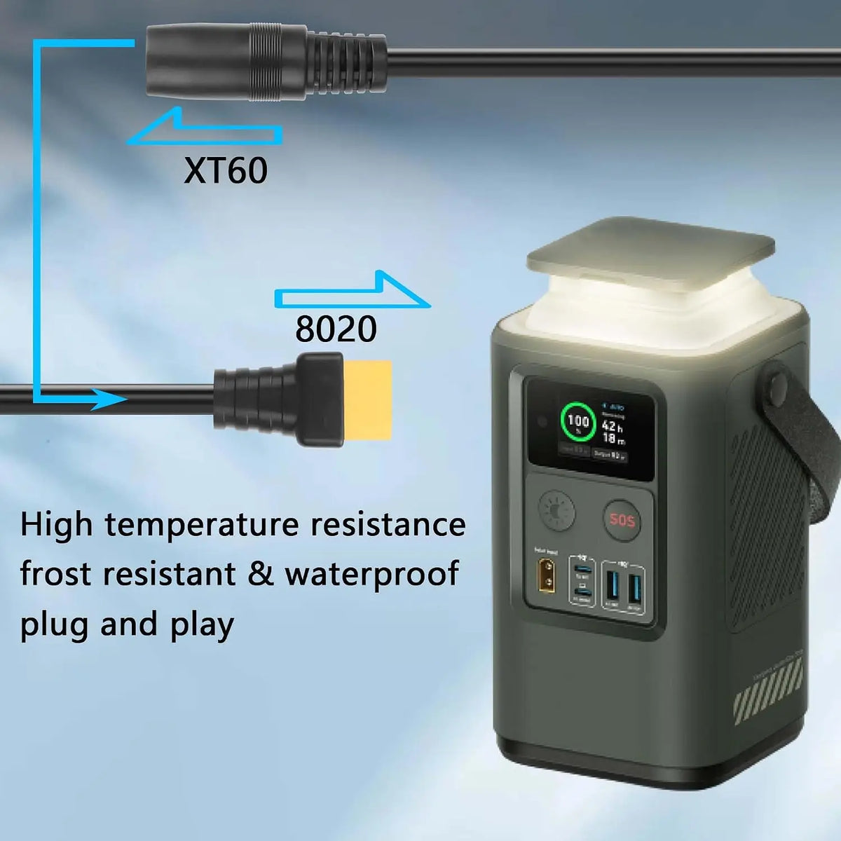 1pc XT60 Female to DC 8020 8.0mm x 2.0mm Female Adapter Cable Connectos Solar Generator Portable Power Station 14AWG