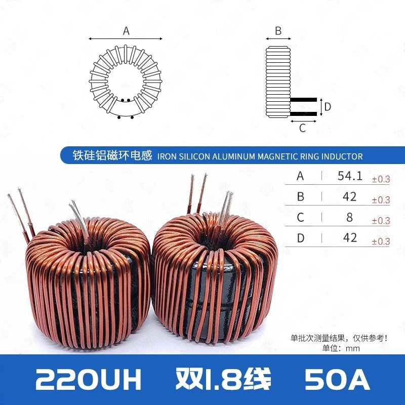 1pcs 47mm Iron Silicon Aluminum 1/1.5/2/3/4 Mh 184125 Charging Pile Pfc Lc Filter Inductor Dc-dc