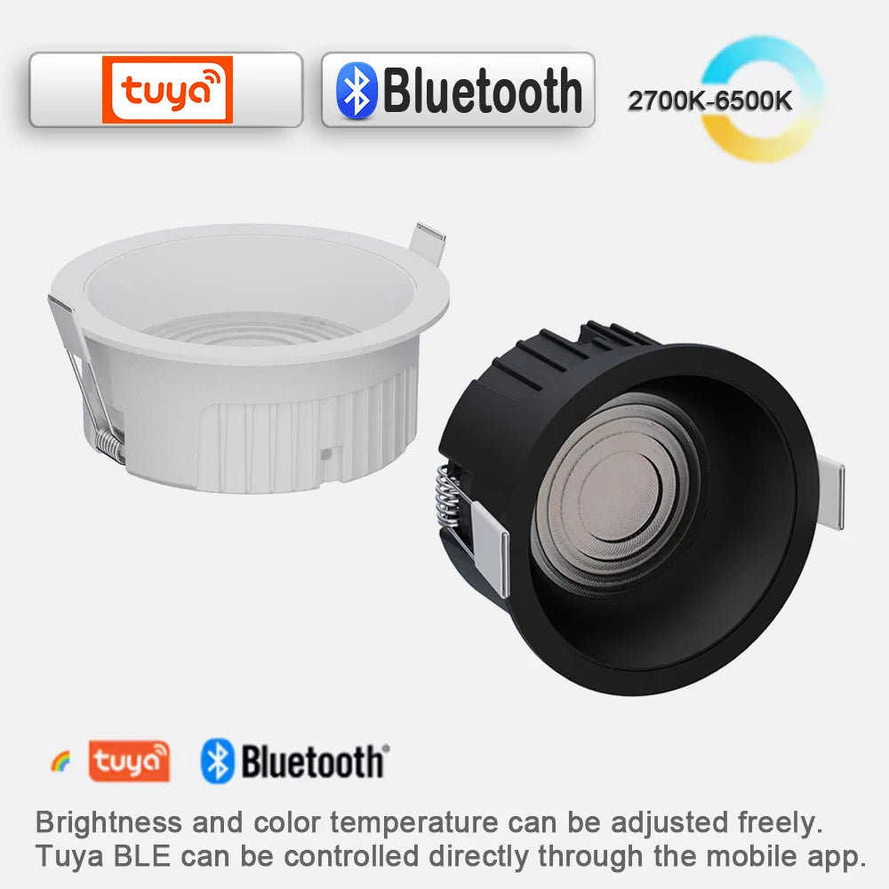 Recessed Round LED COB Ceiling Spot Light 3CCT Tuya Bluetooth/ Zigbee Matter Fixtures Lighting Indoor Smart Lamp Lighting