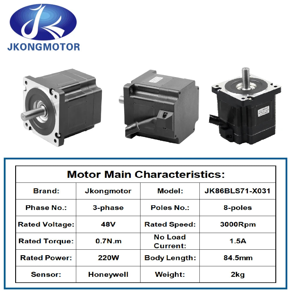 Jkongmotor JK86BLS71-X031 Brushless Dc Motor For Sale 48v BBQ 220W bldc hall sensor Motor 0.7N.m BLDC Motor for Grill Machine