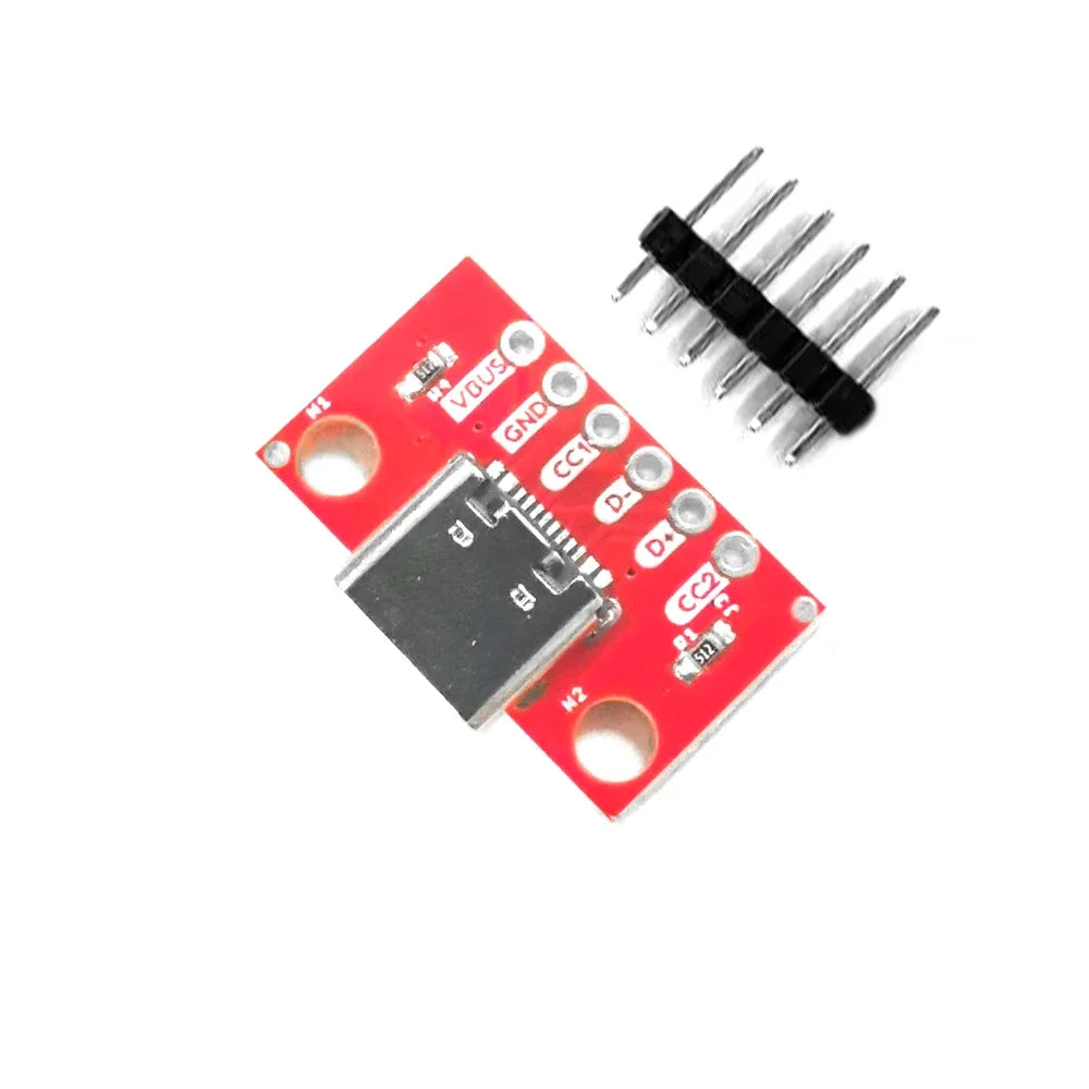 5PCS USB Type C Connector Board 3.1 Serial Basic Breakout Female  Board Red Adapter With Row Needles