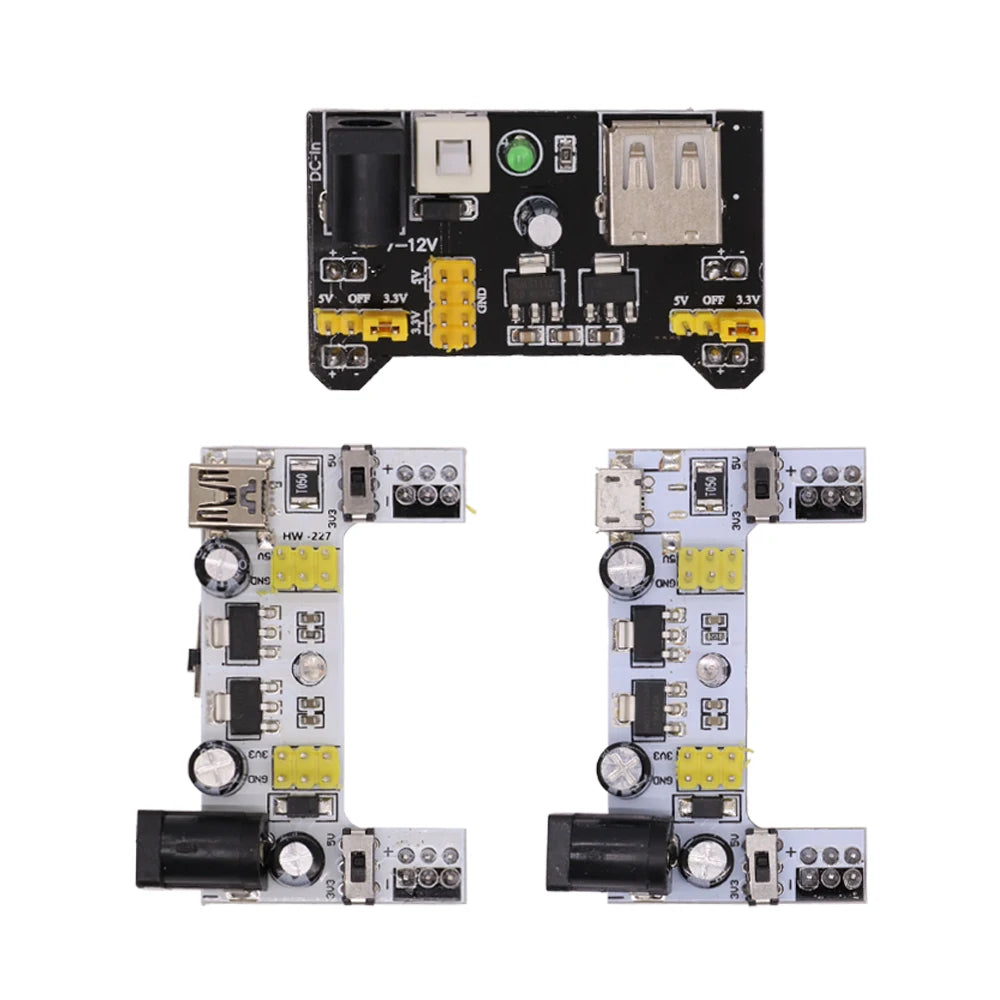 MB102 Breadboard Dedicated Power Supply Module Mini Micro USB Black White 2 Way 3.3V 5V MB-102 Solderless Bread Board