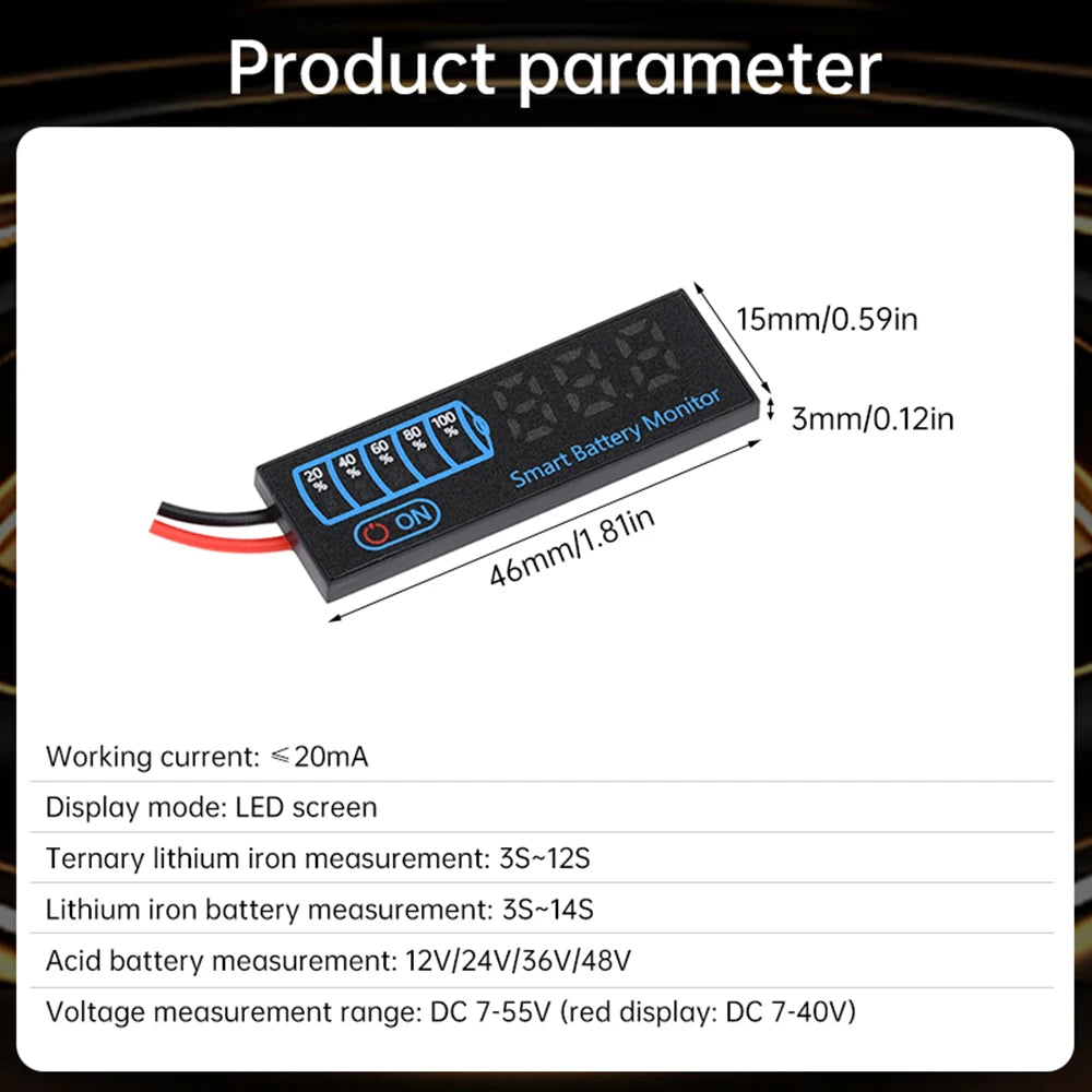 Intelligent Battery Display Lithium Battery Level Indicator DC 7-55V 18650 Lipo Li-ion Capacity Board DIY Charging Tester