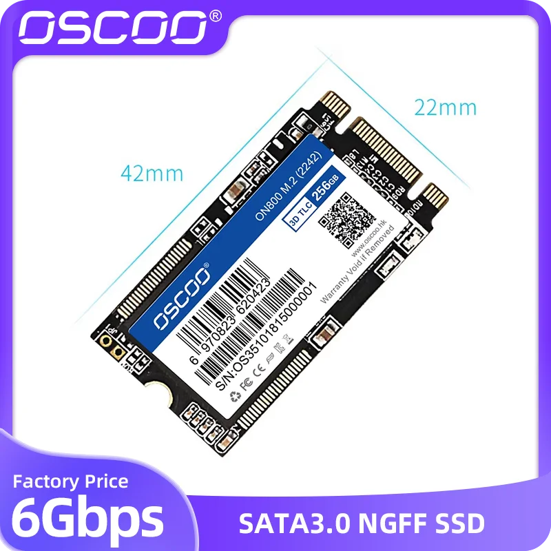 OSCOO Original SSD & Internal SSD M.2 2242mm SATA3 NGFF SSD Hard Drive SSD 128GB 256GB 512GB 1TB 2TB Original 3D TLC Nand Flash