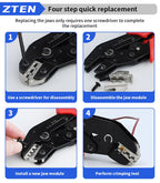 Electrician Pressed Pliers Crimping Tool with Interchangeable Dies Ratcheting Wire Crimper for Electrical Terminals Connector