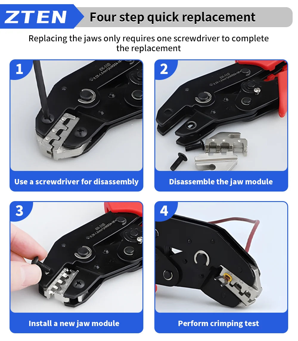 Electrician Pressed Pliers Crimping Tool with Interchangeable Dies Ratcheting Wire Crimper for Electrical Terminals Connector