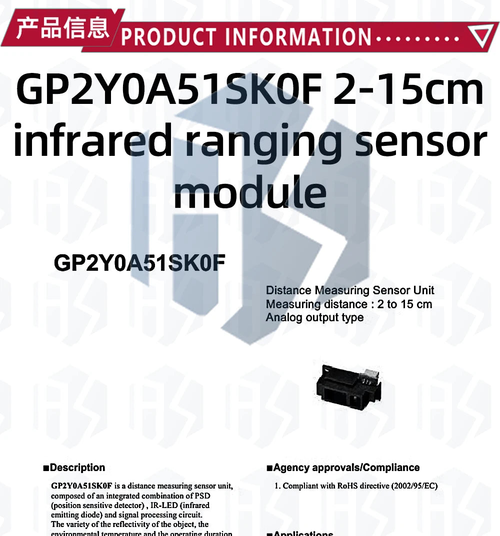 GP2Y0A51SK0F IR Infrared Ranging Sensor Module 2-15cm Distance Measuring High Precision 5V I2C IIC Output for Arduin