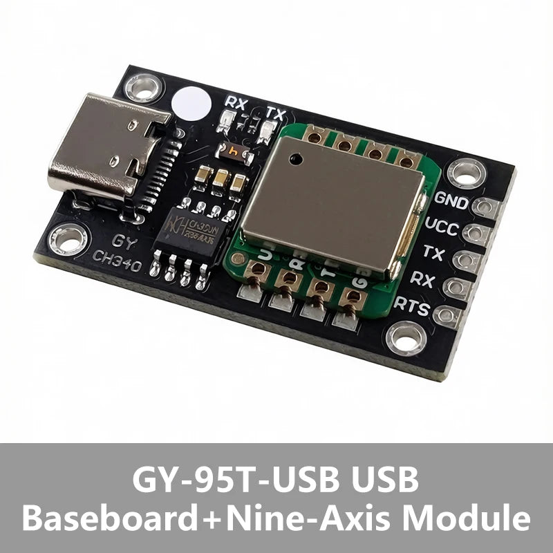 GY‑95T Nine‑Axis Sensor Module High Precision IMU Inertial Measurement Unit Attitude Sensor With CH340 USB Baseboard