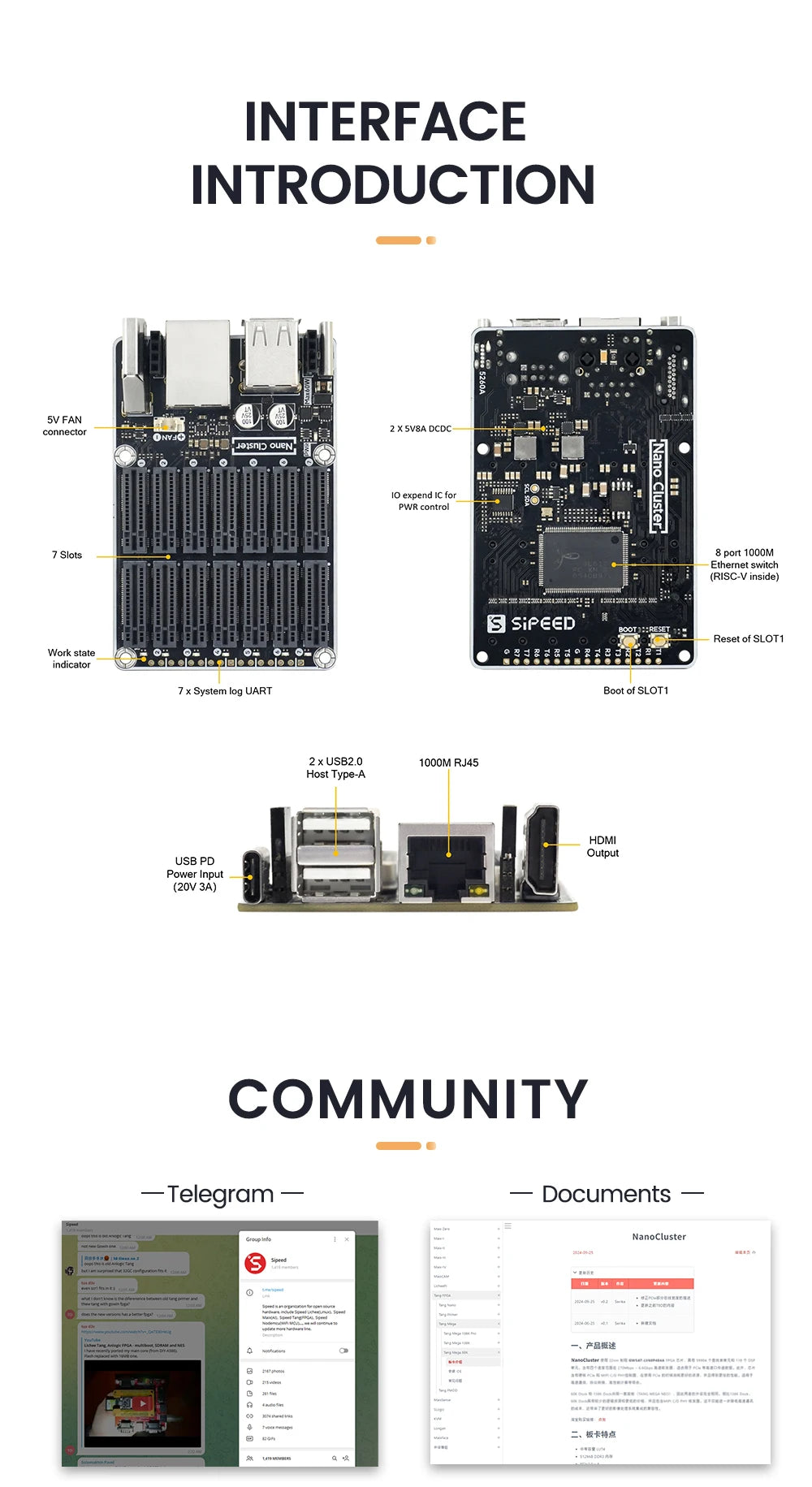 Sipeed NanoCluster 7-Node CM4/CM5 Mini Server - Compact Kubernetes K3S Edge AI Homelab for Raspberry Pi Cluster