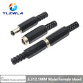 10Pcs DC Connectors 5.5x2.1mm 3.5x1.3mm DC Power Plug Male Female Jack Socket Nut Panel Mount DC Power Adapter Connector 5.5*2.1