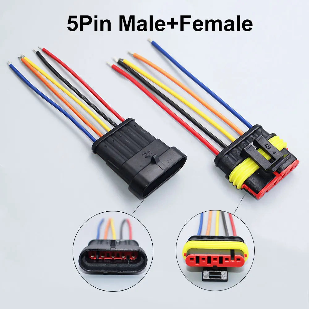 YanXi AMP 1/2/3/4/5/6 Pin Way Waterproof Electrical Auto Connector Male Female Plug with Wire Cable Harness For Car Motorcycle