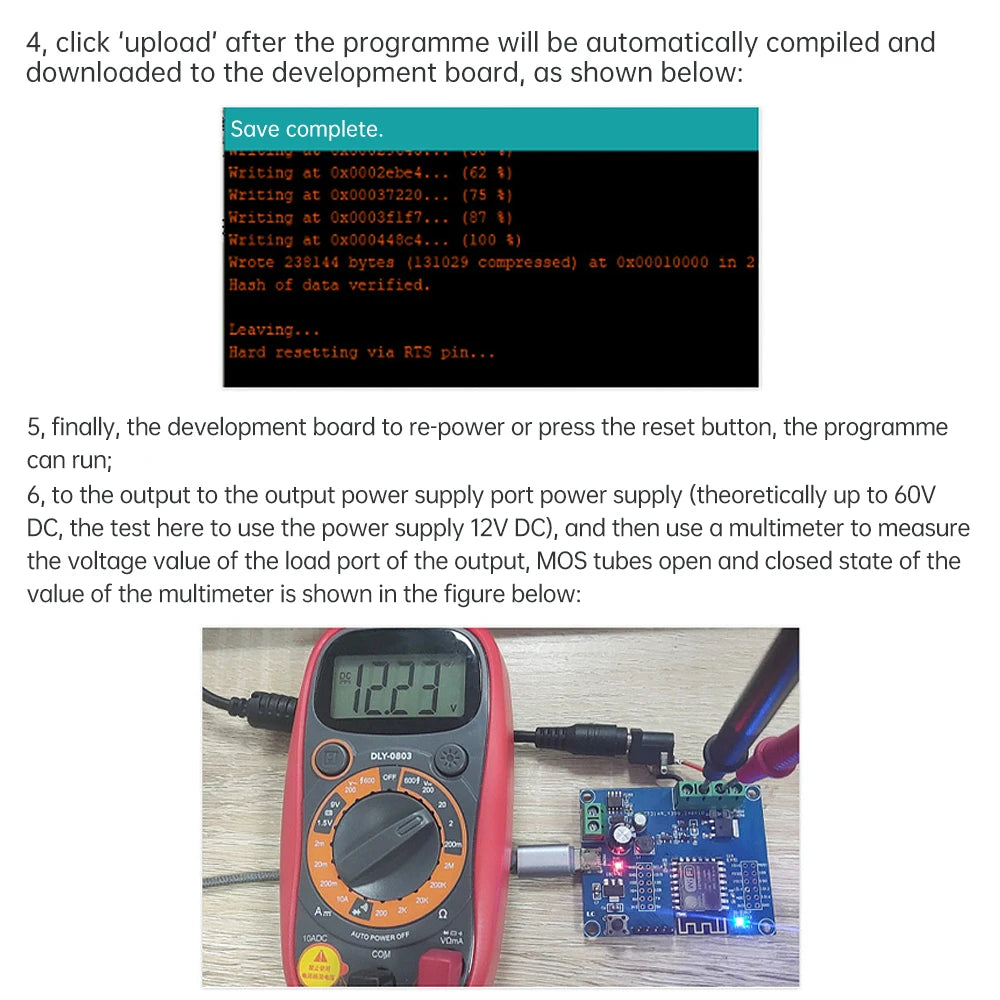 DC 5-80V ESP8266 WIFI Single Relay MOS Switch Control Module ESP-12F Development Board with Micro USB Interface