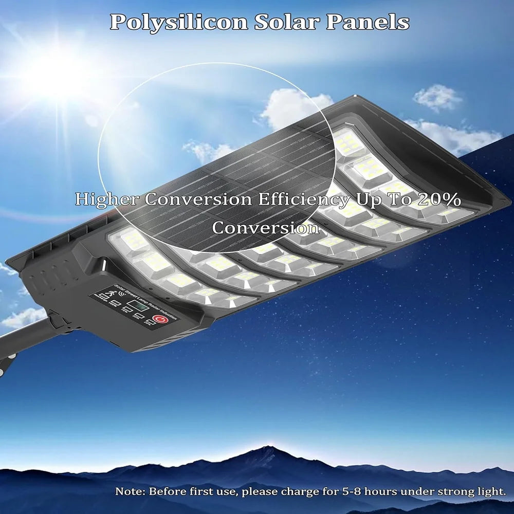 Solar Street Lights Outdoor Waterproof 50000LM Wide Angle Solar Light Parking Light with Motion Sensor for Security Street Light