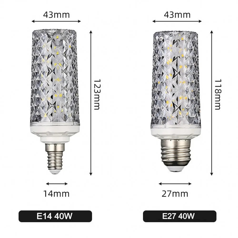 LED corn light bulbs E27 E14 30W 40W AC 220V 240V 5730 SMD LED crystal lamp 360 Beam Angle Replace Halogen Chandelier light
