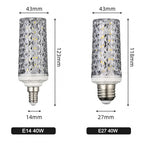 LED corn light bulbs E27 E14 30W 40W AC 220V 240V 5730 SMD LED crystal lamp 360 Beam Angle Replace Halogen Chandelier light