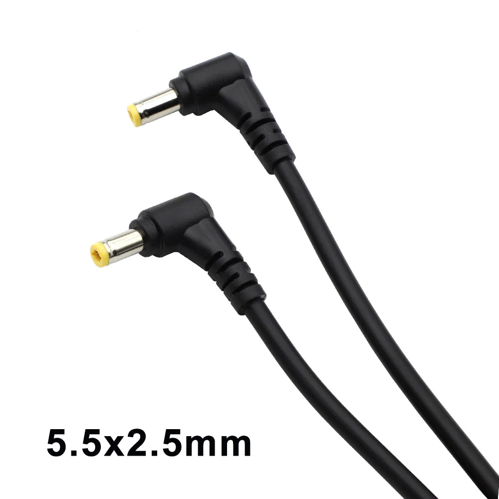 18AWG DC Power Plug 5.5x2.5mm / 5.5*2.1mm Male to Male 90 Right Angel Type Cable Connector 12V 10A Power Extension Cords