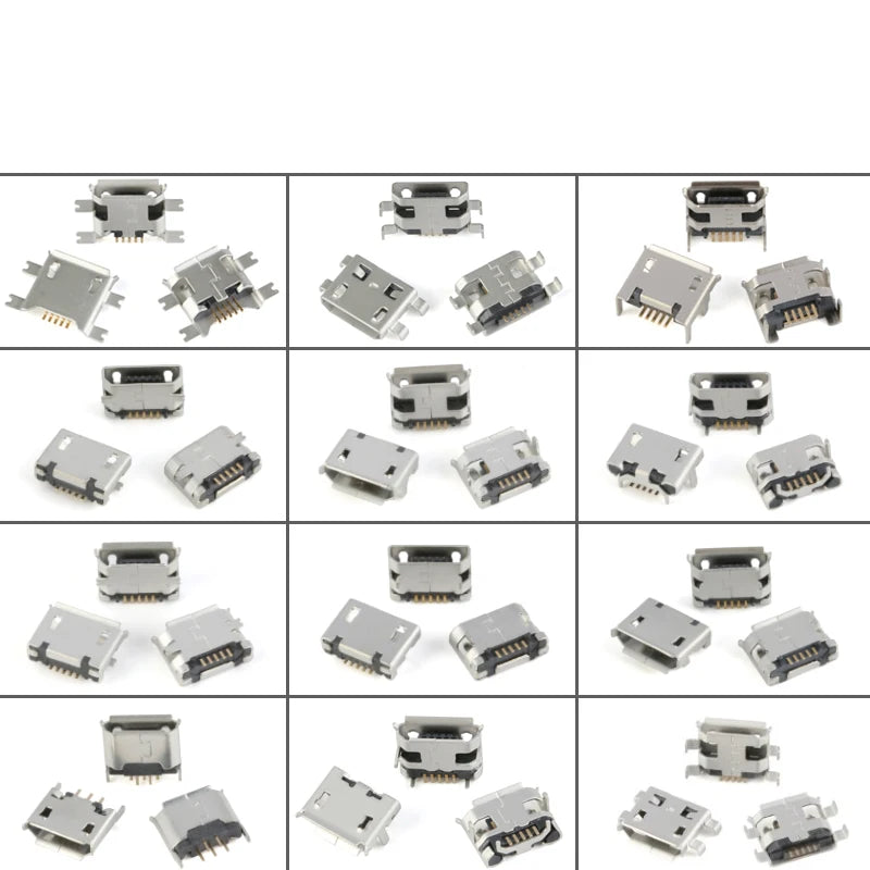 12Models 120pcs Micro USB 5Pin SMD DIP smd Socket Connector Micro USB Type B Female Placement  SMD DIP Socket Connector