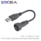 Type-C 3.0 IP67 Waterproof Connector Straight/Angled Male to Male/USB Adapter Molded Cable 0.5/1/2M Fast Charging 10Gbps PD 60W