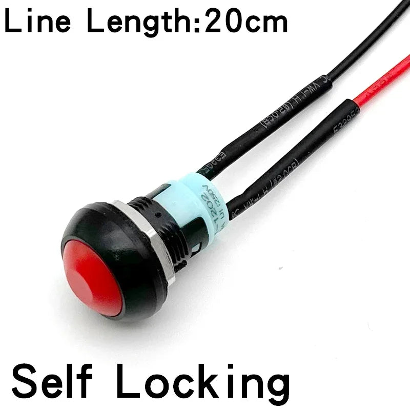 5/20PCS 12mm Momentary Push Button Switch ON OFF PBS-33B Self Reset Mini Round Switch With Wire 2Pin 1A DC12V
