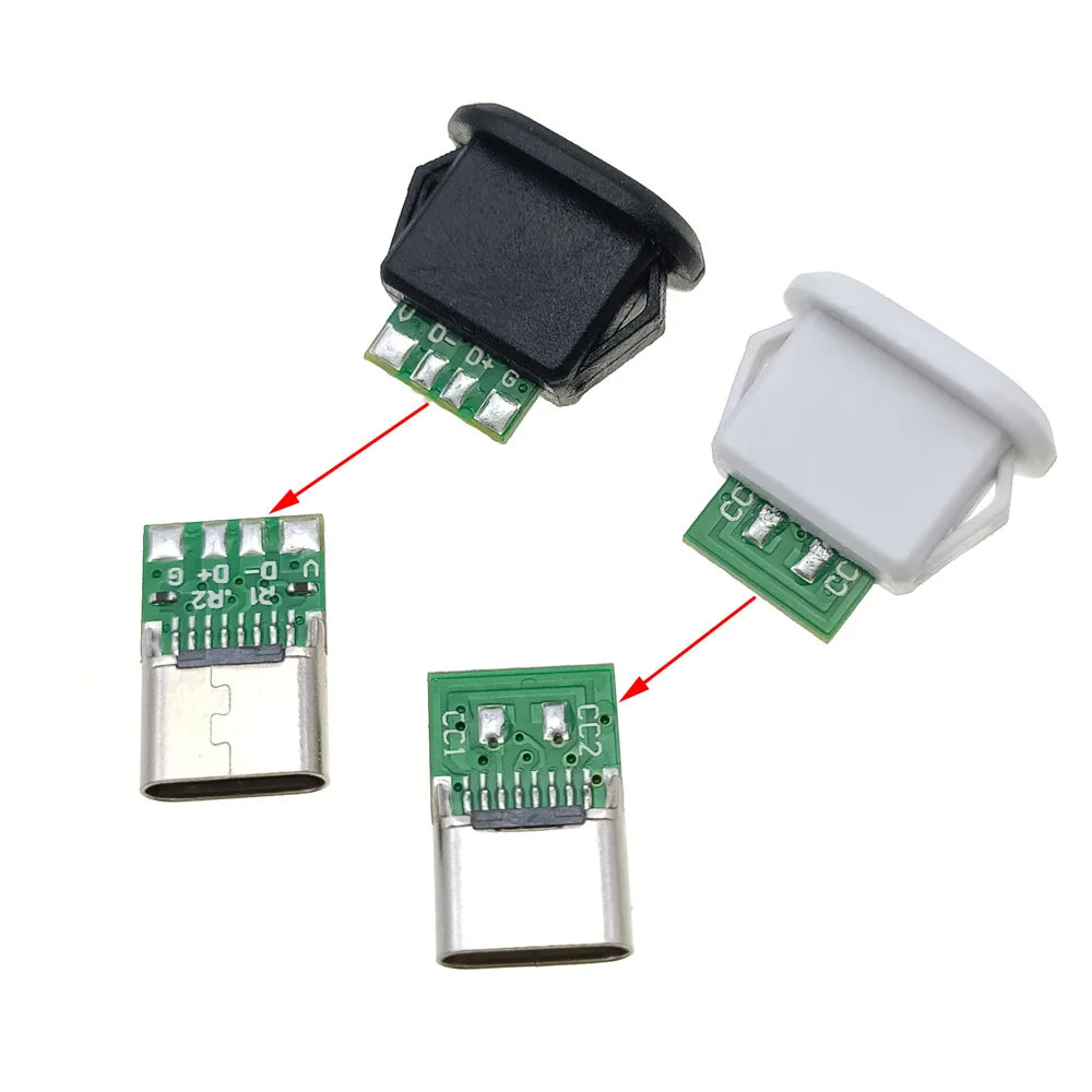 5pc 5/6Pin USB-C Type Waterproof USB 5A Connector Direct Compression Female Base Socket Charging Interface Tail Plug Interface