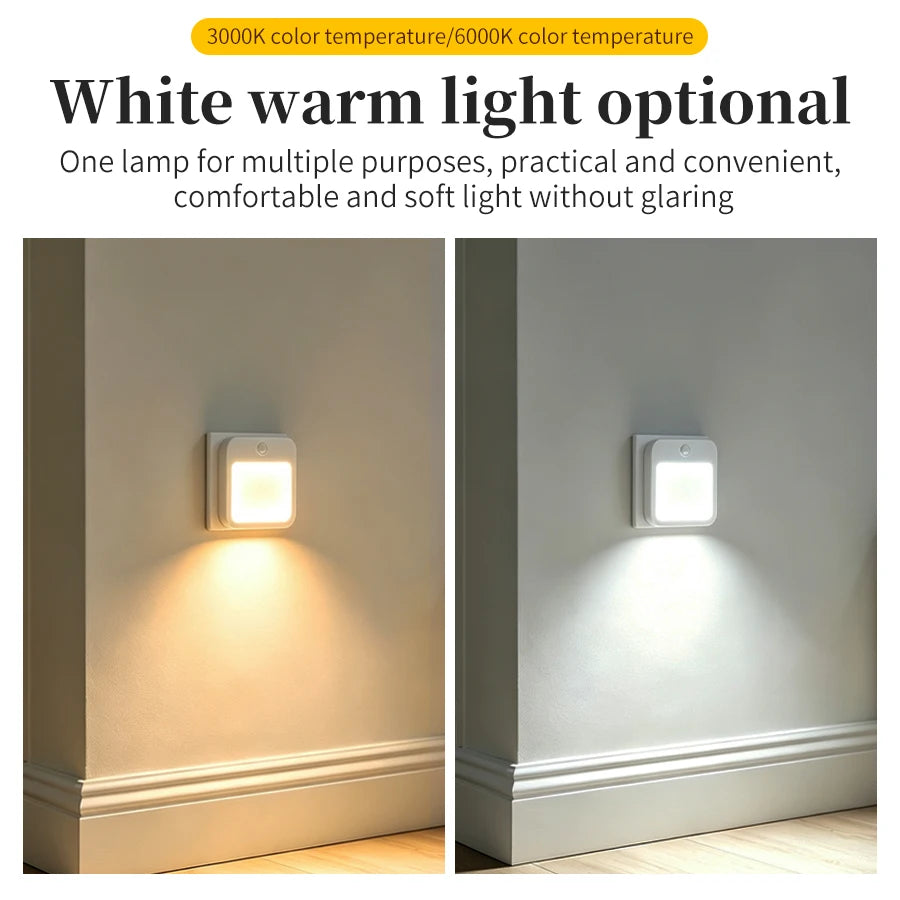 Motion Sensor Plug in Night Light 5 Brightness Dimmable LED Lamp for Bedroom Hallway Stairs Lighting 100-240V