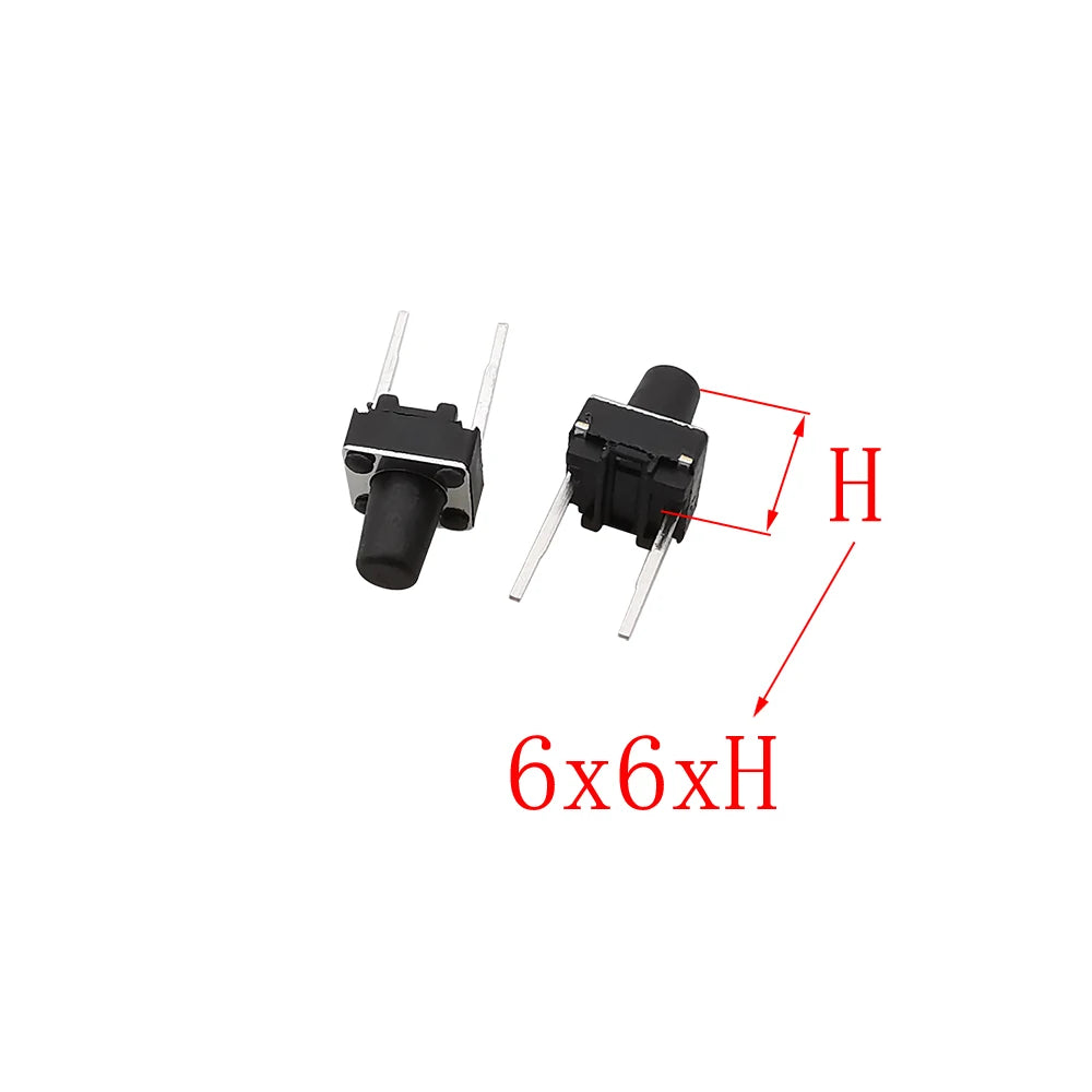 50Pcs 6x6mm Tactile Tact Micro Mini Push Button Switch PCB Panel Momentary Self-reset DIP 2 Pin Tact Switch 6x6x4.3/5/6/7/8/9mm
