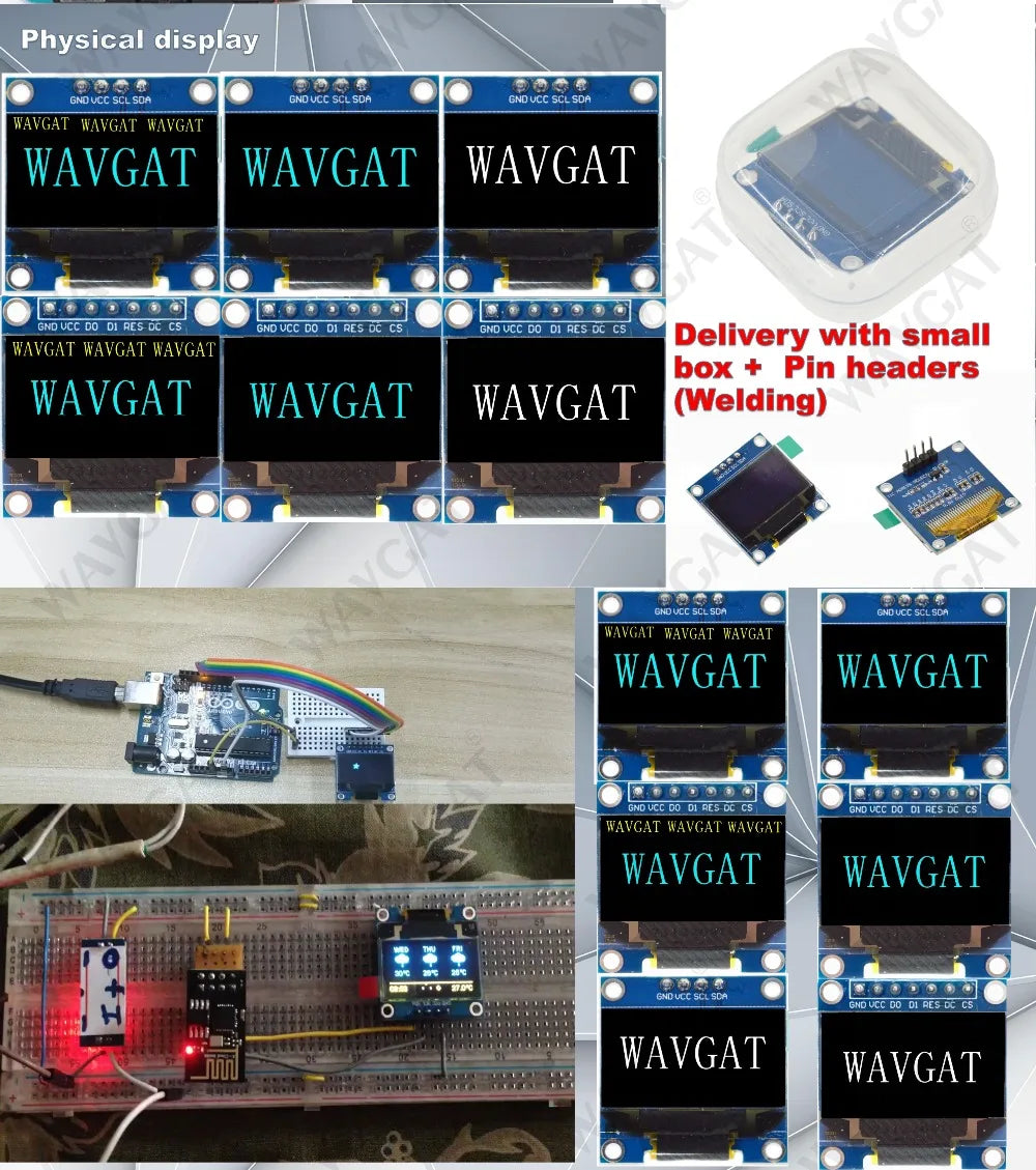 0.96 inch OLED IIC Serial White Display Module 128X64 I2C SSD1306 12864 LCD Screen Board GND VCC SCL SDA 0.96" for Arduino Black