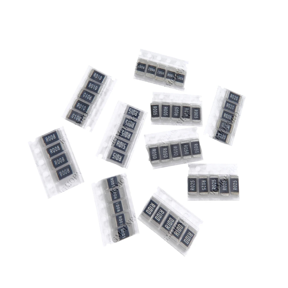 50PCS Alloy resistance 2512 SMD Resistor Samples kit ,10 kindsX5pcs=50pcs R001 R002 R005 R008 R010 R015 R020 R025 R050 R100