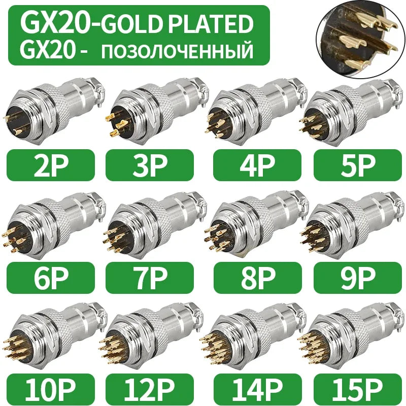 GX12 GX16 GX20 Gold Plated Aviation Plug Socket Docking Connector 2PIN 3PIN 4PIN 5PIN 6PIN 7PIN 8PIN 9PIN 10PIN 12PIN 14PIN 15P