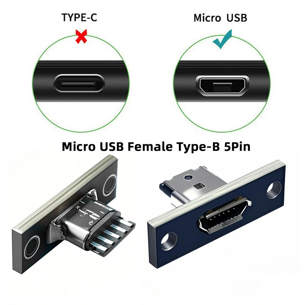 5pcs/set DIY OEM Micro-USB 5Pin Female Type-B Socket Connector Panel Mount Type with PC Board USB 2.0 Pinout
