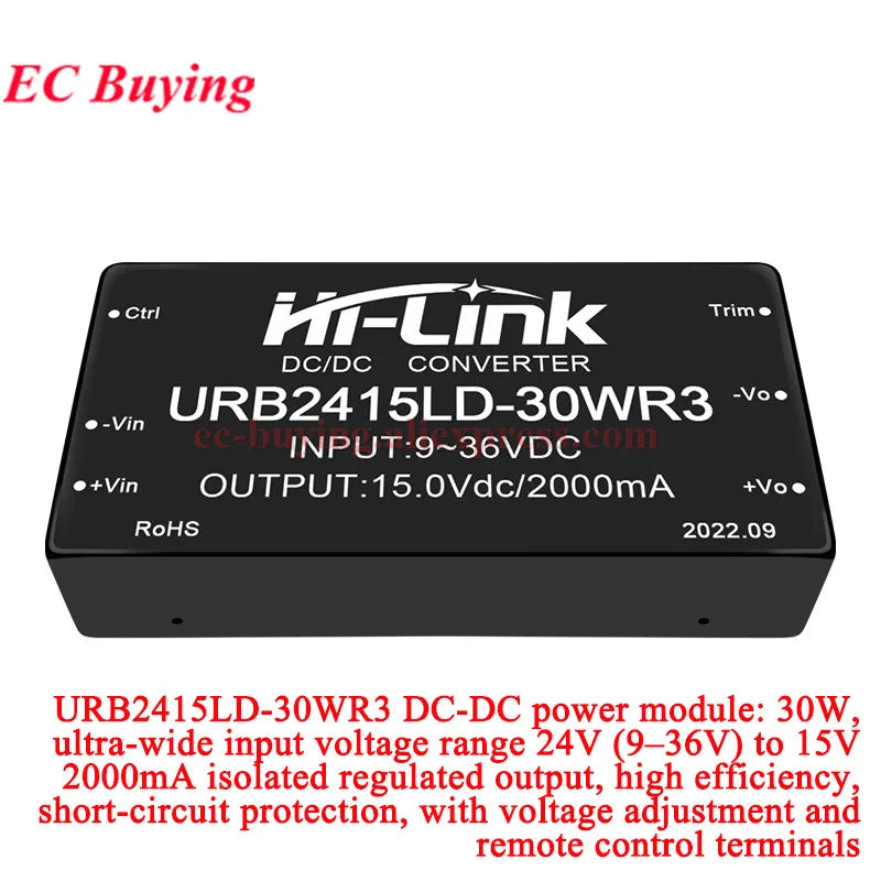 30W 40W 50W AC DC Power Module 110V 48V 24V to 48V 24V 15V 12V 9V 5V 3.3V URB4812LMD URB2405LMD URB1D24LD URB2415LD URB2403LD