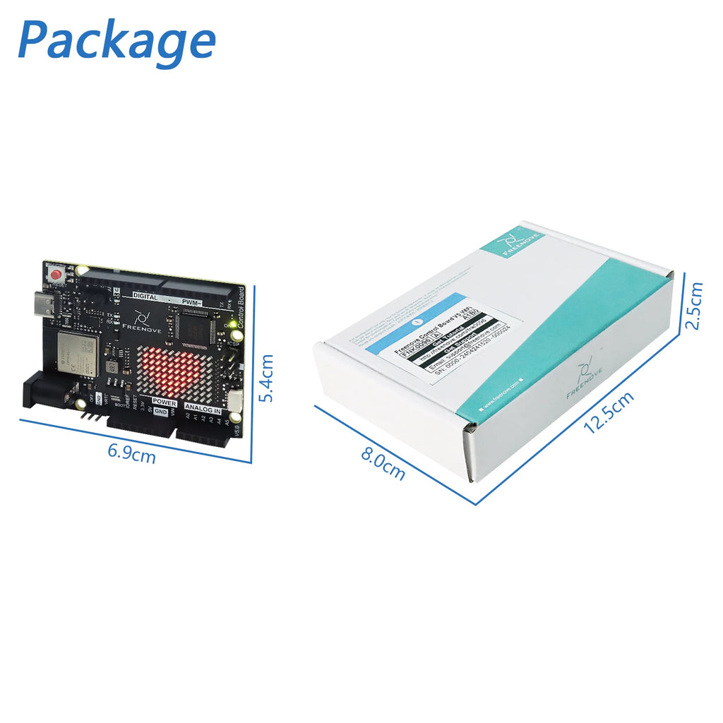 Freenove Control Board V5 for Arduino UNO R4 WiFi Mini, Arm Cortex-M4, Onboard ESP32-S3, LED matrix, USB-C, Tutorial Code