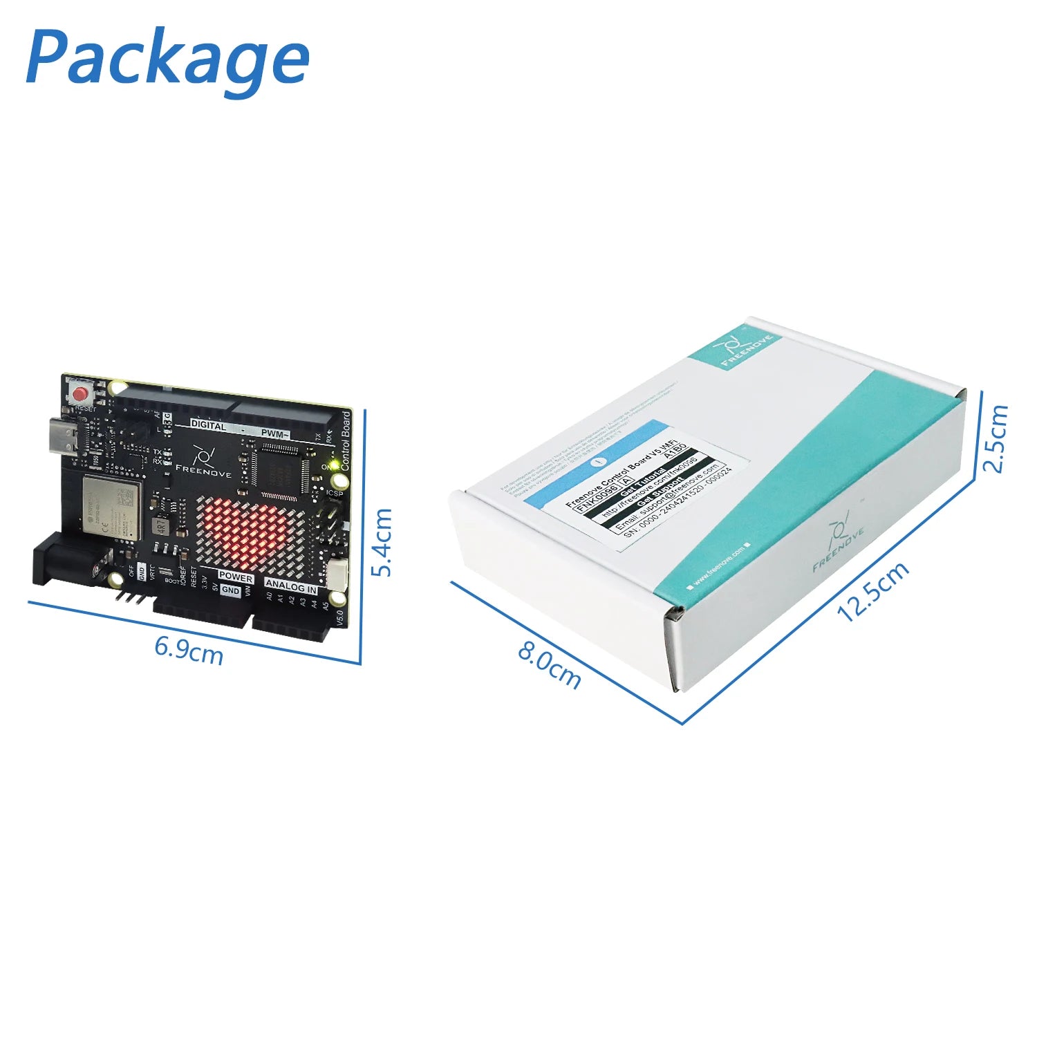 Freenove Control Board V5 for Arduino UNO R4 WiFi Mini, Arm Cortex-M4, Onboard ESP32-S3, LED matrix, USB-C, Tutorial Code