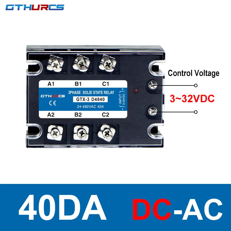 DC-AC AC-AC Three Phase Solid State Relay 3-SSR 10A 25A 40A 60A 80A 100A 120A 200A 70-280V AC Control 24-480V 40AA 40DA