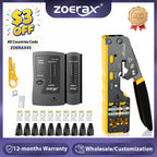 ZoeRax Pass Through RJ45 Crimp Kit Cat5e/Cat6 Crimper with 10PCS 8P8C Cat5e/Cat6 Connectors POE LAN Tester for RJ45 RJ11 Wiring