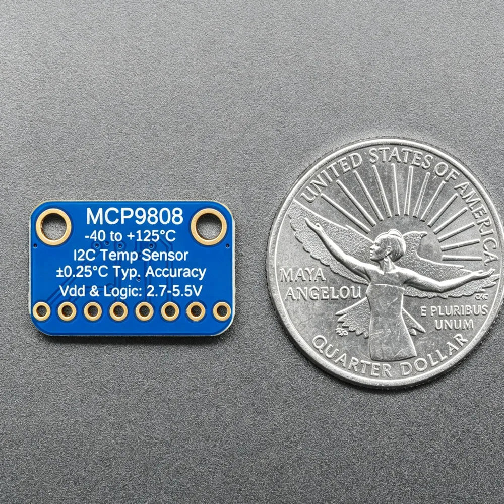 MCP9808 High Accuracy I2C Digital Temperature Sensor Breakout Board, ±0.25°C, -40~125°C, 2.7-5.5V, 8 Addressable I2C