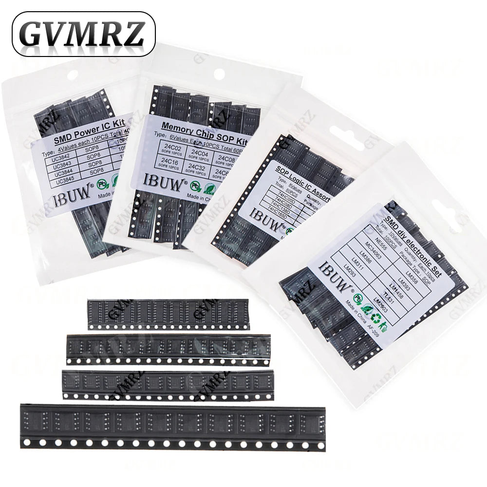 NE555 LM358 TL431 LM393 UC3842 UC3843 UC3844 UC3845 SOP-8 24C02 24C04 24C08 74HC00 SMD Power Supply IC Kit