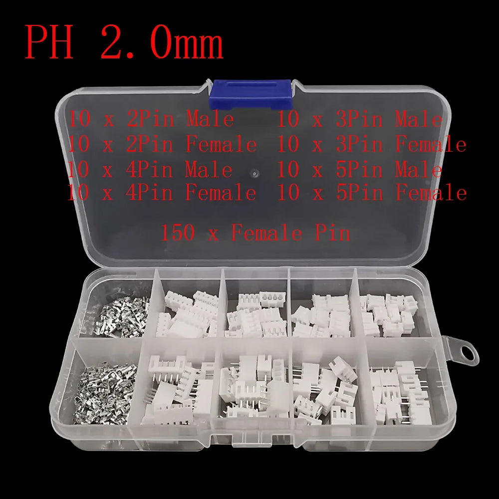 1box PH 2.0mm XH 2.54mm JST 1.25mm SH 1.0mm VH 3.96mm Pitch Terminals Crimping Male Plug Female Socket Connector Kit