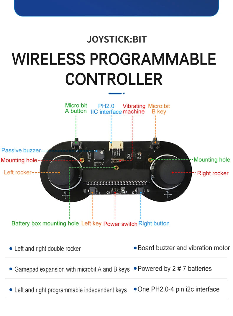 Basic Gamepad Microbit Joystick Handle With Button Rocker Can Control Micro:Bit Robot Car with Motor Buzzer for STEM