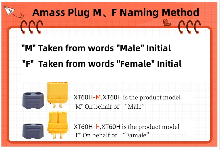 10Pcs Amass MR30 Male Female DC Motor Plug Three Hole Connector