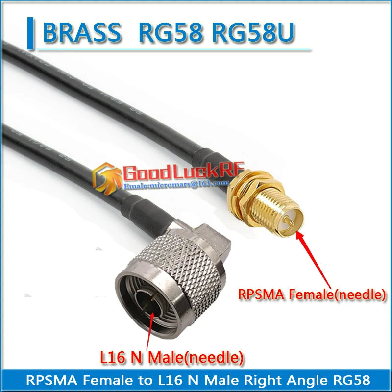 L16 N Male 90 Degree Right Angle to SMA Male Female Washer Nut RP-SMA RPSMA Male Female Pigtail Jumper RG58 RG-58 3D-FB RF Cable