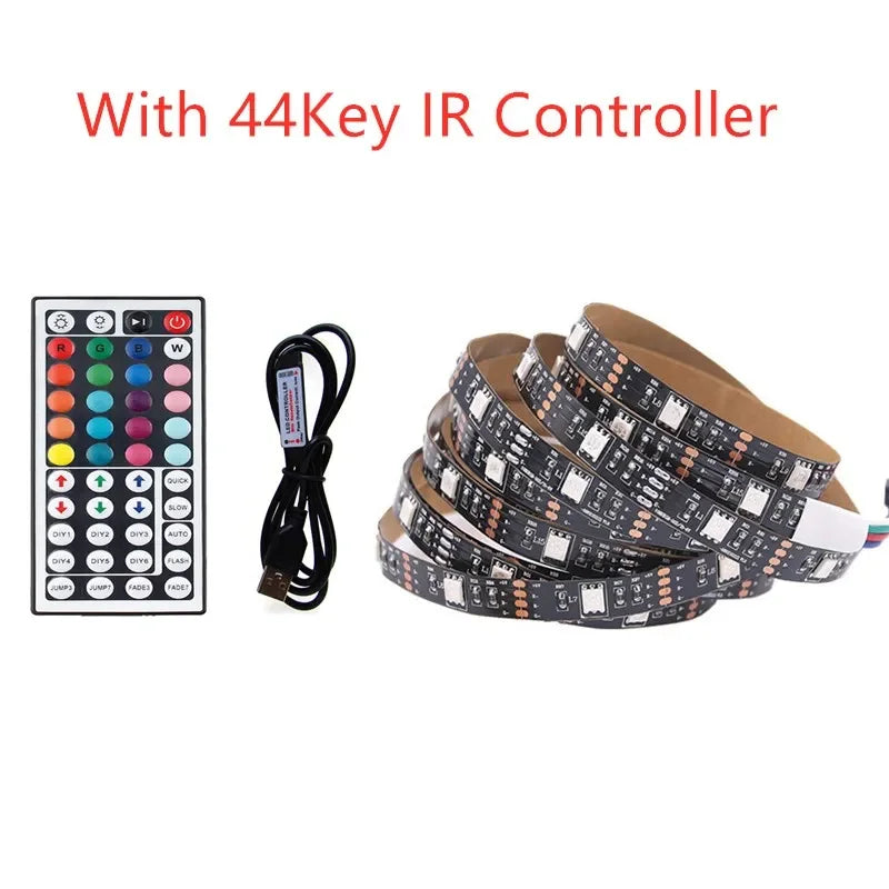 USB LED Strip Light 5V RGB Waterproof Black PCB 5050 0.5m 1m 2m 3m 4m 5m Led Strip Light Tape PC TV Backlight Remote Controller