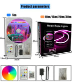 24V RGB Neon Rope Lights Waterproof Flexible Neon LED Strip Lights Bluetooth Music Sync with App/Remote Control 5m 10m 20m 30m