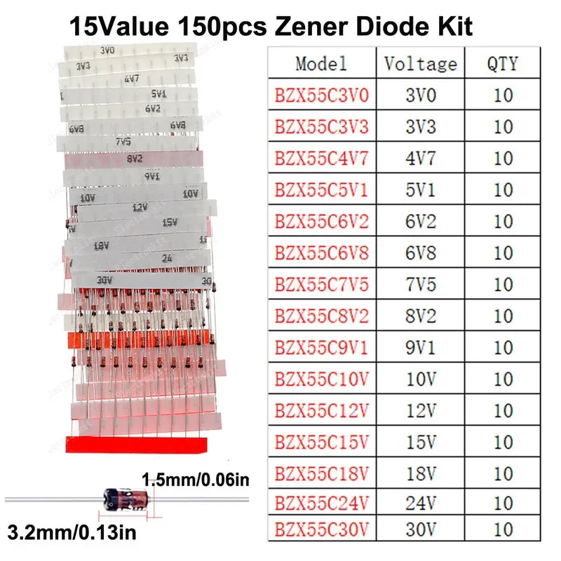 DIP SMD Zener Diode TVS Diodes Fast Switching Schottky Diode Assorted Kit DIY Mix Electronic set