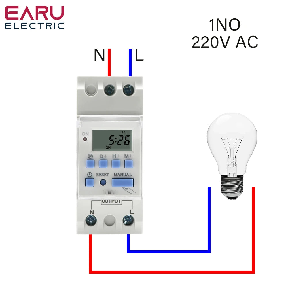 Electronic Weekly 7 Days Programmable Digital Timer Switch Relay Timer Control Din Rail THC AC 220V 230V 110V DC 12V 24V 48V 30A