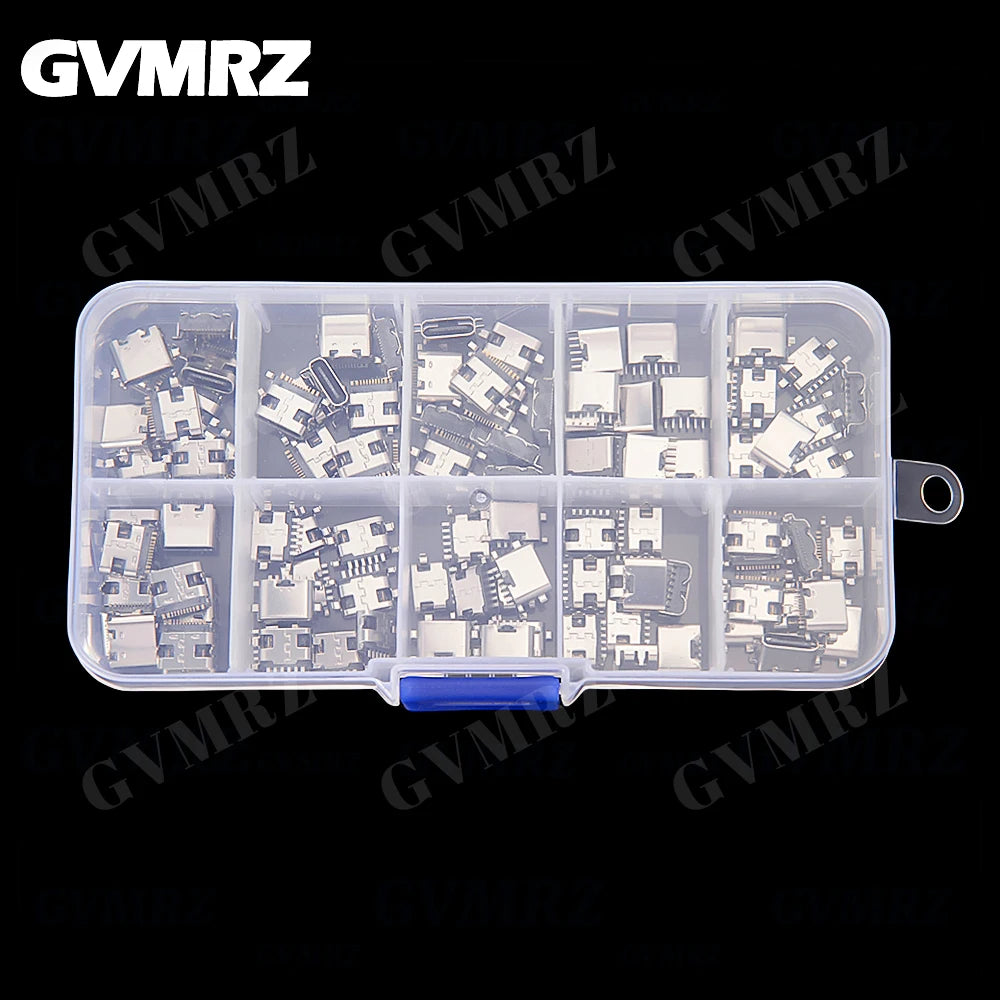 100Pcs Type C USB Charging Jack Welding Connectors USB-C Socket For Mobile Phone PCB DIY Repair Kits
