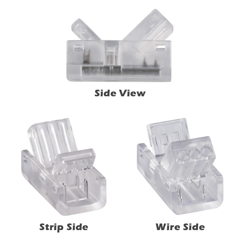 8mm 10mm 2pin COB LED Strip Connector Tape Lights L Shape LED Corner Connectors for SMD COB 5050 2835 Strip Light Fixed Clamps